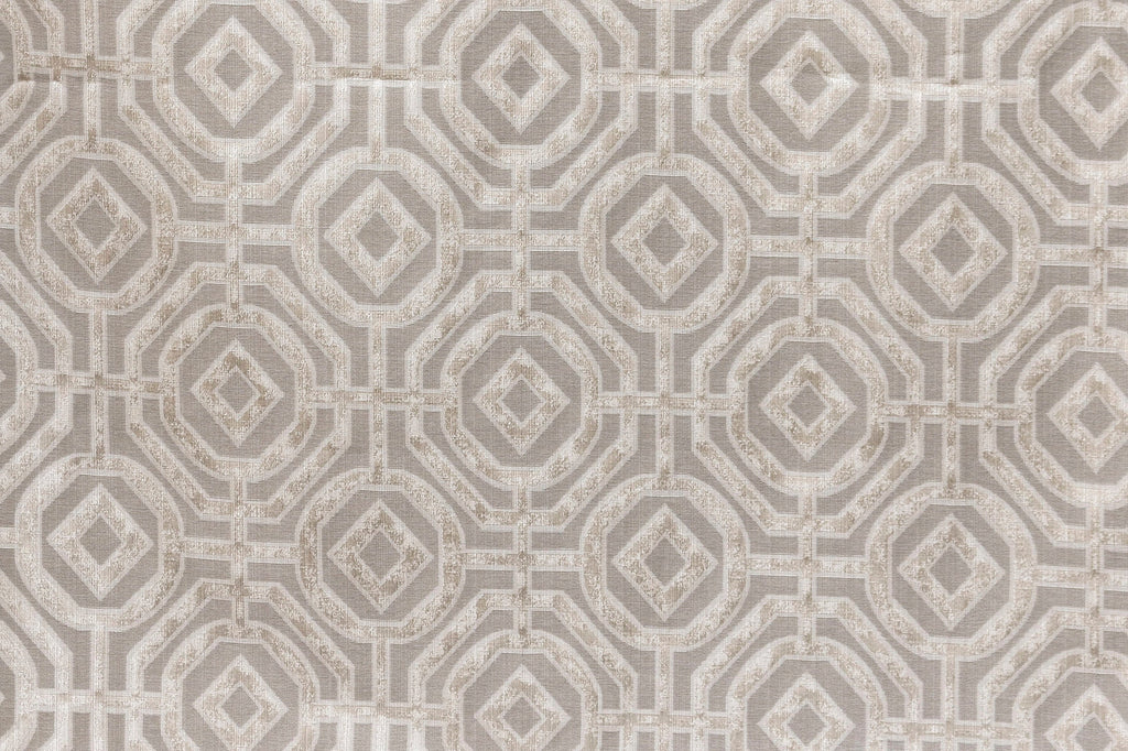Beige Eternity Geometric Jacquard Weave Curtain Panels
