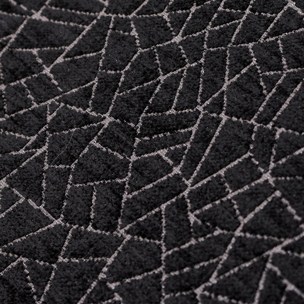 Black Gray Web Jacquard Velvet Abstract Curtain Panels