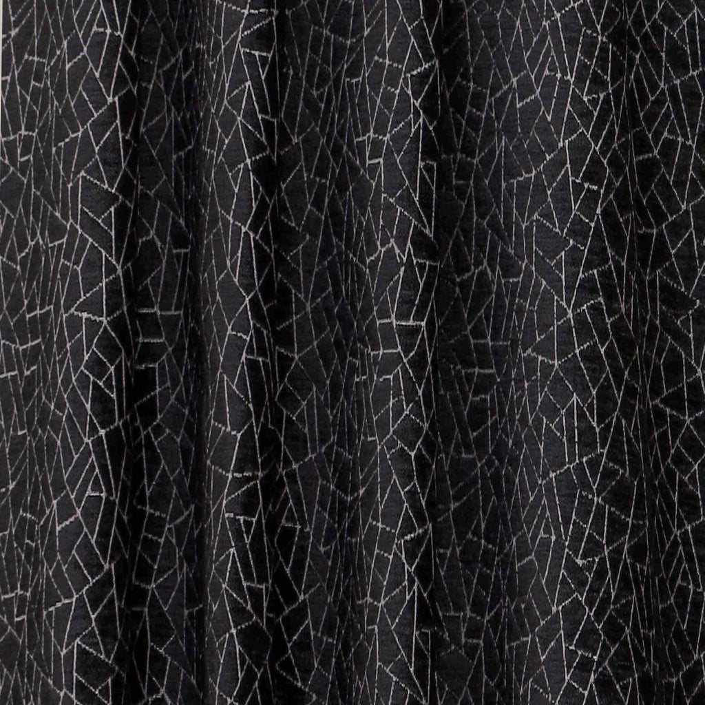 Black Gray Web Jacquard Velvet Abstract Curtain Panels