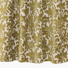 Chartreuse Flowers Floral Jacquard Velvet Curtain Panels