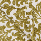 Chartreuse Flowers Jacquard Velvet Fabric By The Metre