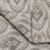 Grey N Cream Paisley Damask Jacquard Weave Curtain Panels