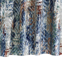 Artistic Ivory, Blue Printed Velvet Geometric Curtain Panels
