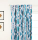 Blue Egyptian Printed Cotton Geometric Curtain Panels