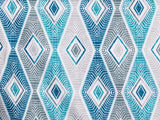 Blue Egyptian Printed Cotton Geometric Curtain Panels