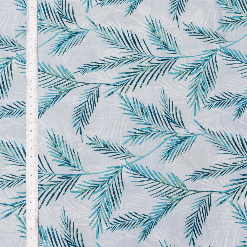 Turquoise Blue Shrubs Cotton Fabric By The Metre