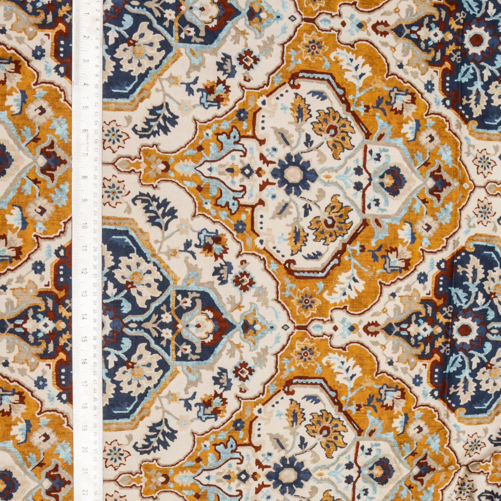 Cream Traditional Damask Printed Cotton Curtain Panels