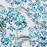 Turquoise Blue Flowers Printed Cotton Curtain Panels