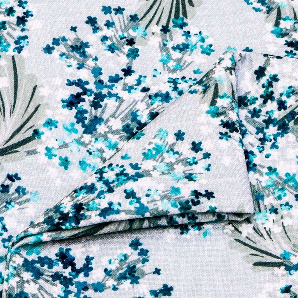Turquoise Blue Flowers Cotton Fabric By The Metre