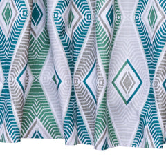 Green Egyptian Pattern Print Cotton Geometric Curtain Panels