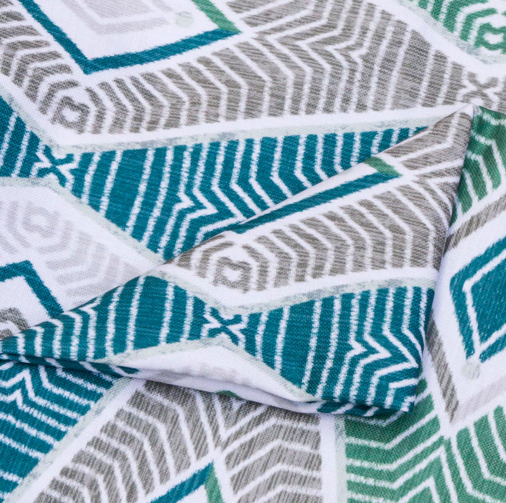 Green Egyptian Pattern Print Cotton Geometric Curtain Panels