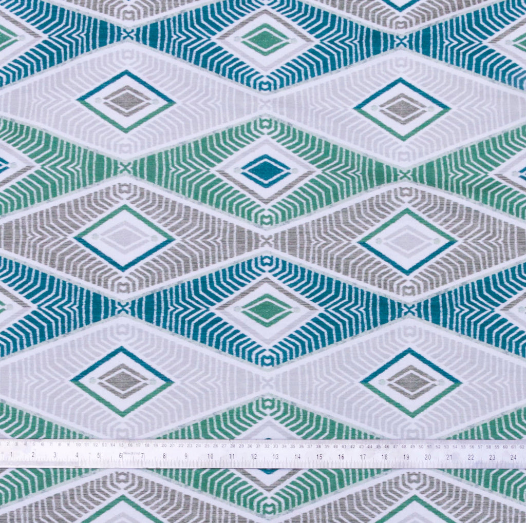 Green Egyptian Pattern Print Cotton Geometric Curtain Panels