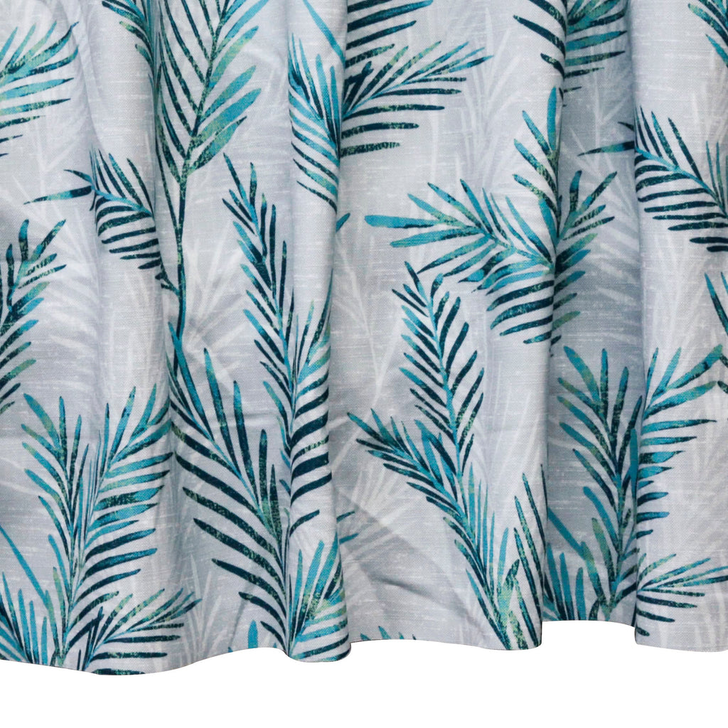 Turquoise Blue Shrubs Printed Cotton Curtain Panels