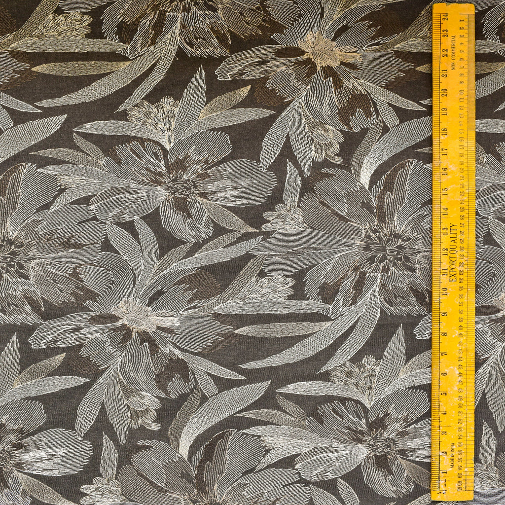 Brown Flower Embroidery Wool Embroidered Curtain Panels