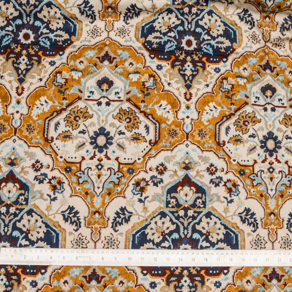 Cream Traditional Damask Printed Cotton Curtain Panels