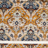 Cream Traditional Damask Printed Cotton Curtain Panels