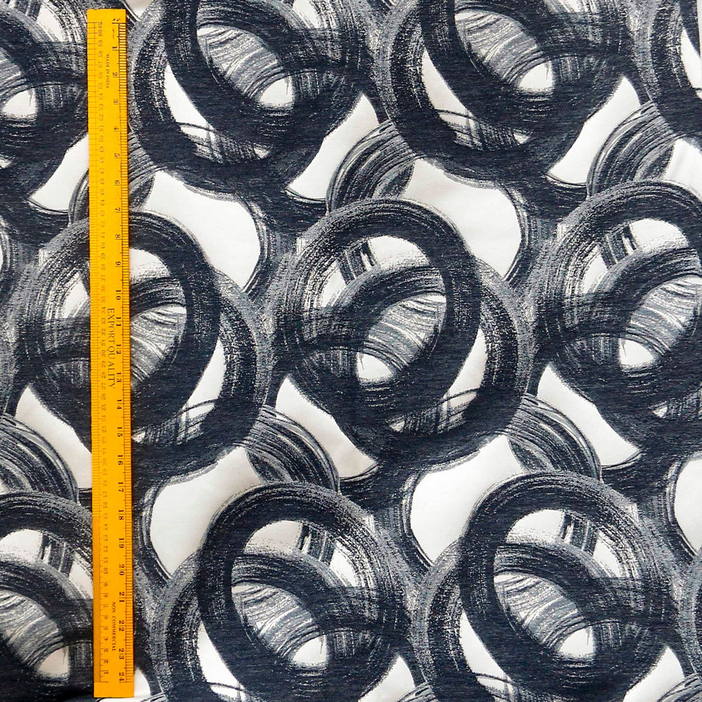 Midnight Circles Jacquard Velvet Fabric By The Metre