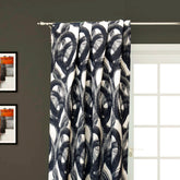 Black Midnight Circles Jacquard Weave Curtain Panels