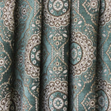 Geometric Eclectic Teal Chenille Velvet Curtain Panels