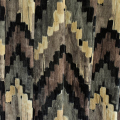 Beige, Brown Chevron Digital Printed Velvet Curtain Panels