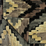 Beige, Brown Chevron Digital Printed Velvet Curtain Panels