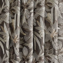 Brown Flower Embroidery Wool Embroidered Curtain Panels