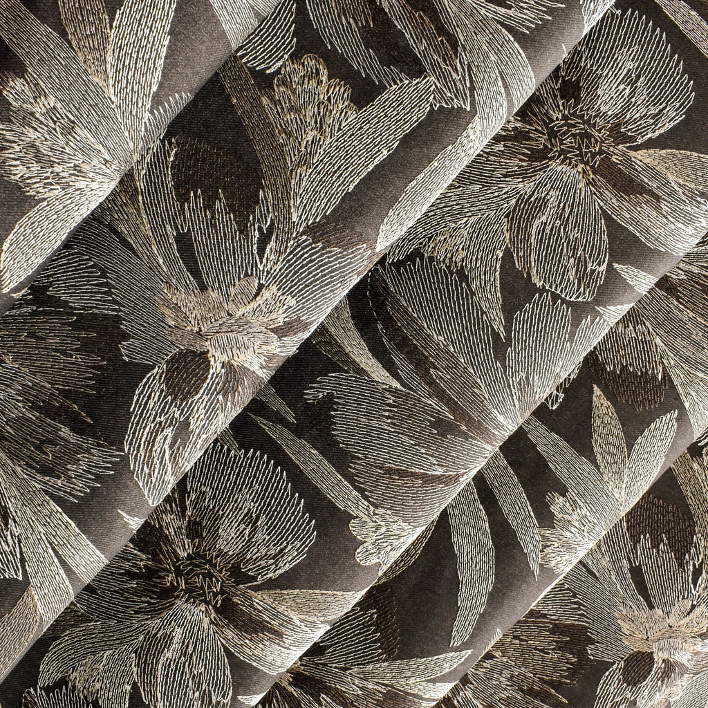 Brown Flower Embroidery Wool Embroidered Curtain Panels