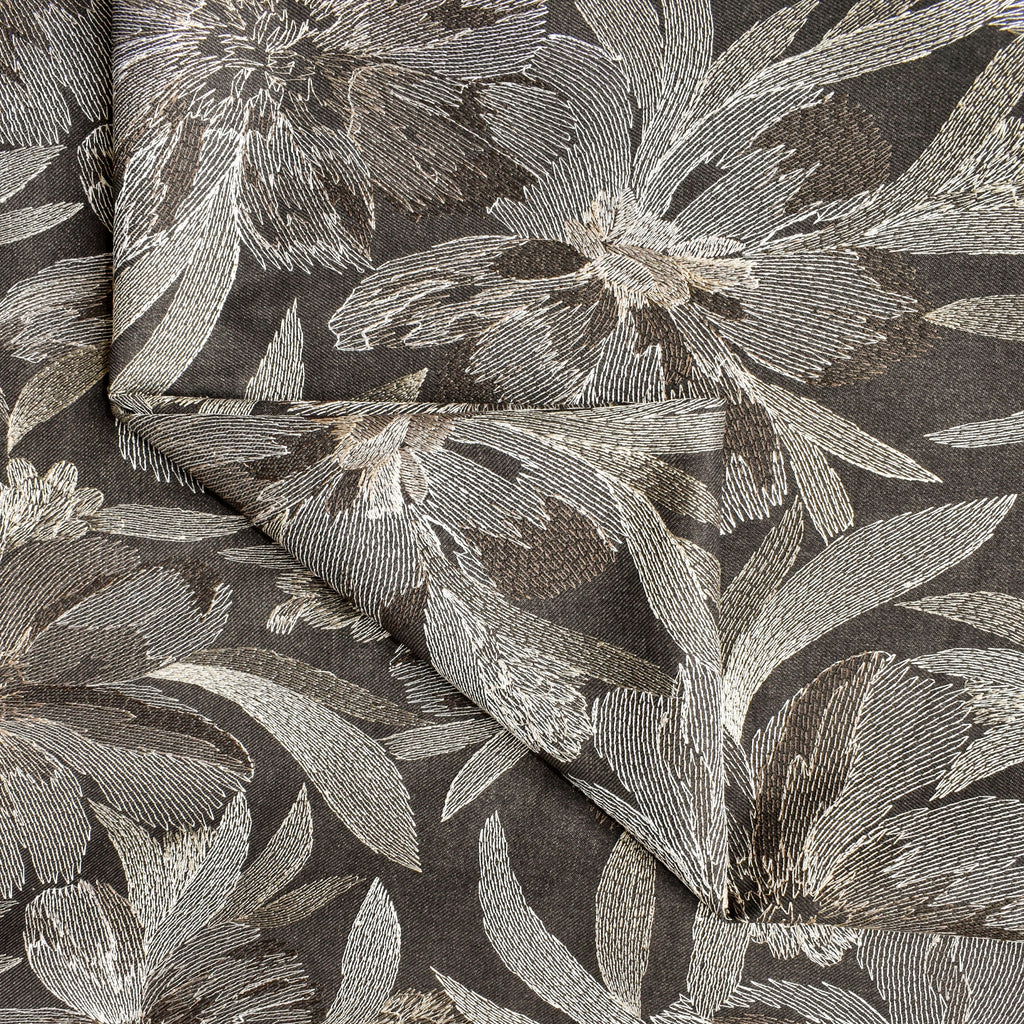 Brown Flower Embroidery Wool Embroidered Curtain Panels