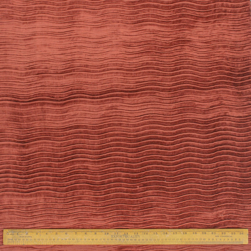 Rust Velvet With Pleats Stripe Textured Curtain Panels