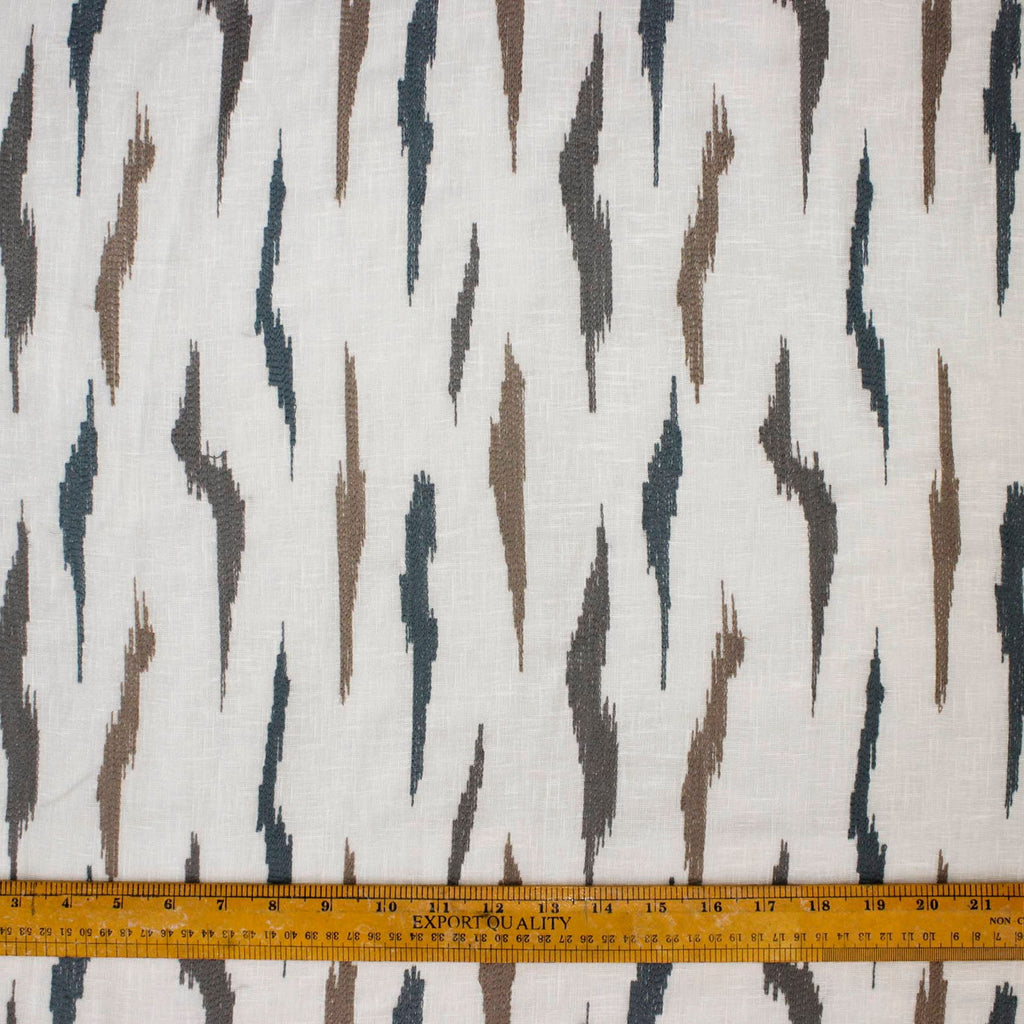 Off White Artistic Sheer Embroidery Linen Look Curtain Panel