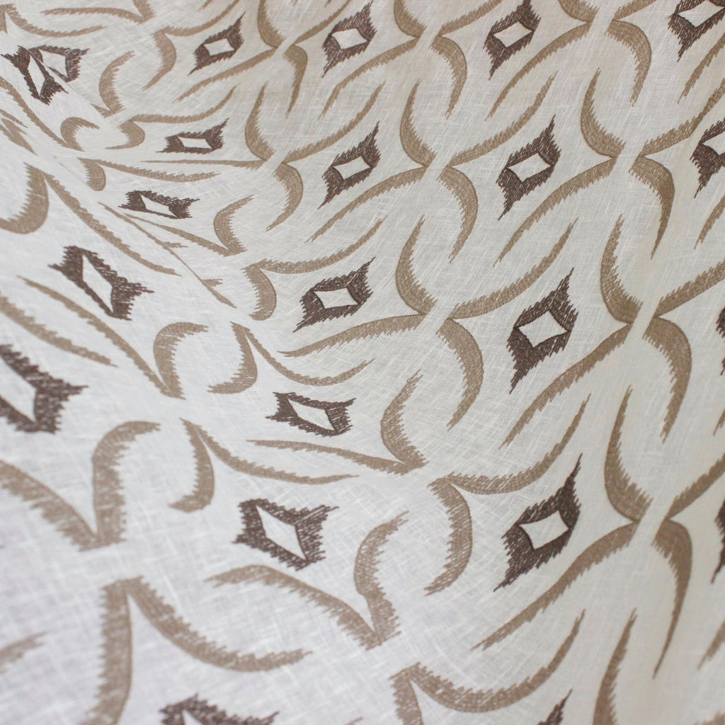 Off White, Brown Sheer Fabric By The Metre