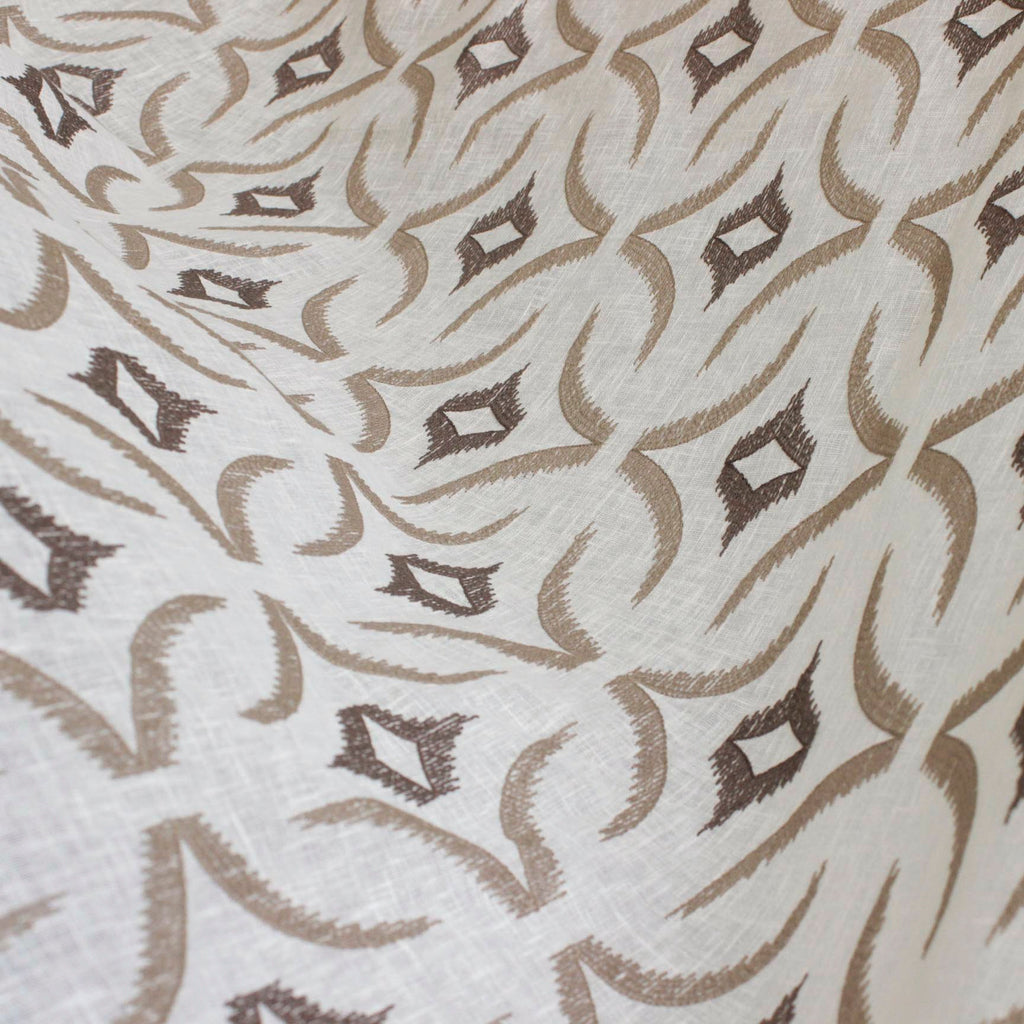 Geometric Sheer Embroidery Linen Look Curtain Panels