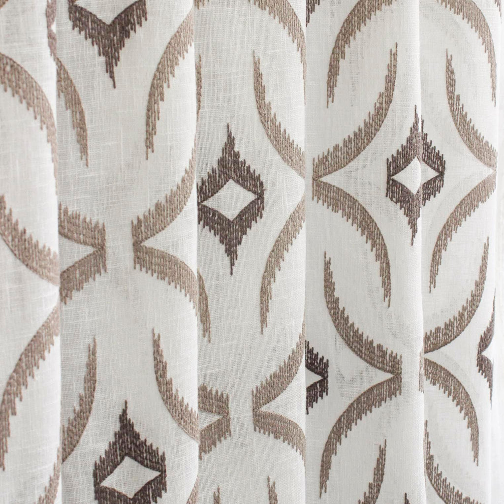 Off White, Brown Sheer Fabric By The Metre