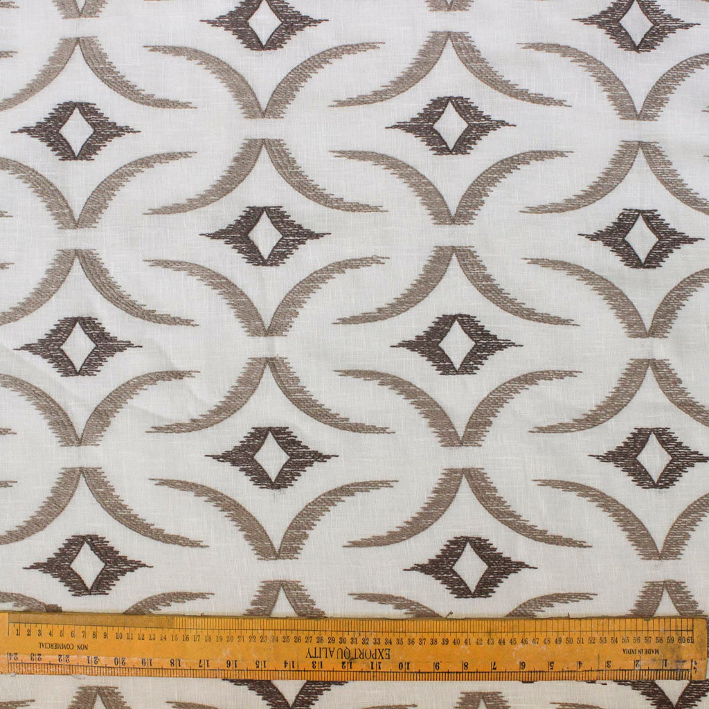Off White, Brown Sheer Fabric By The Metre