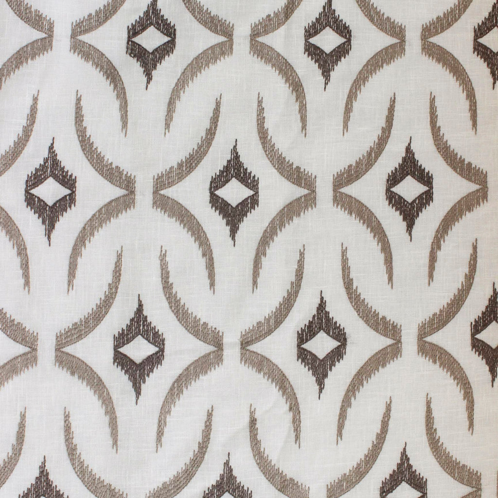 Geometric Sheer Embroidery Linen Look Curtain Panels
