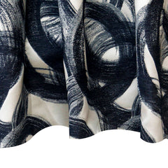 Black Midnight Circles Jacquard Weave Curtain Panels