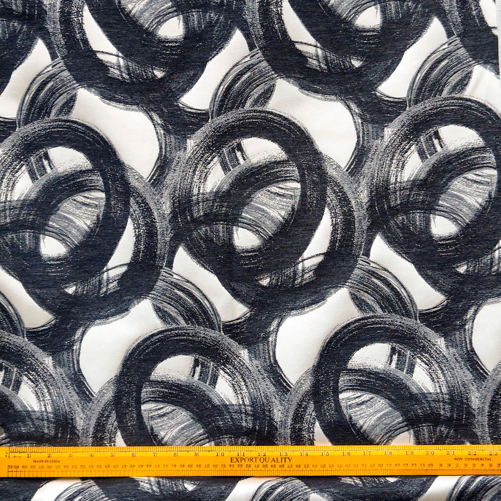 Midnight Circles Jacquard Velvet Fabric By The Metre