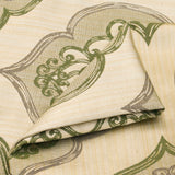 Geometric Olive Green Jacquard Weave Damask Curtain Panels