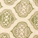 Geometric Olive Green Jacquard Weave Damask Curtain Panels