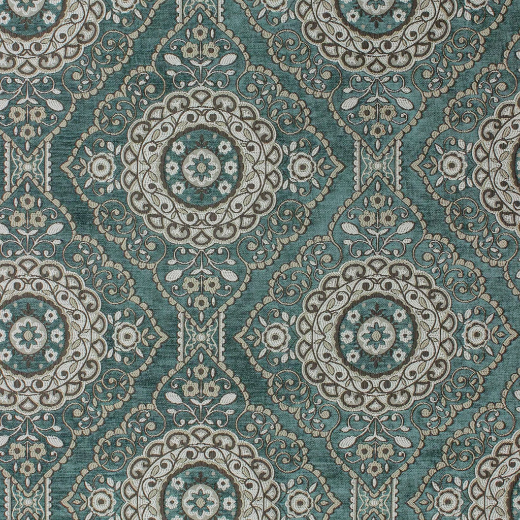 Geometric Eclectic Teal Chenille Velvet Curtain Panels