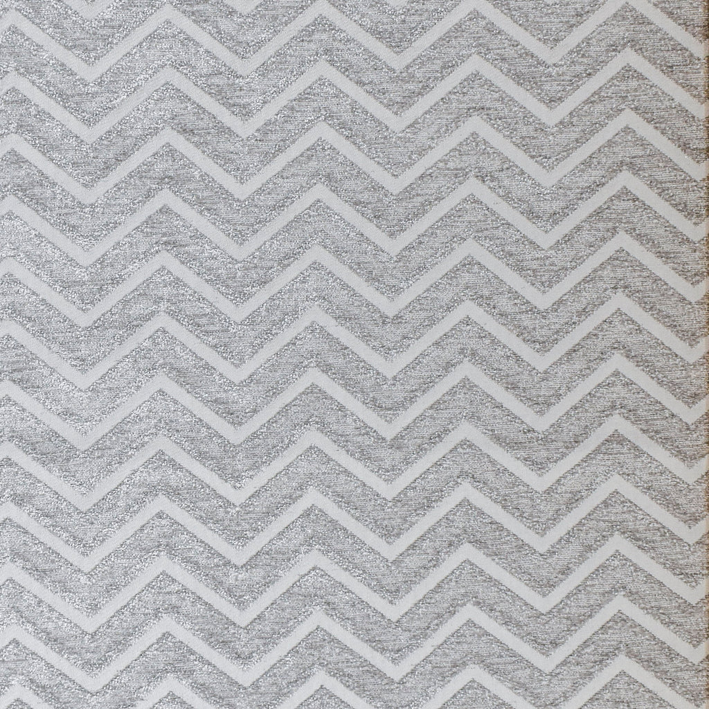 Silver Chevron Jacquard Velvet Curtain Panels