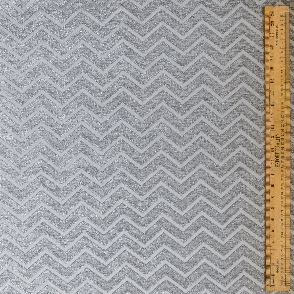 Silver Jacquard Velvet Fabric By The Metre