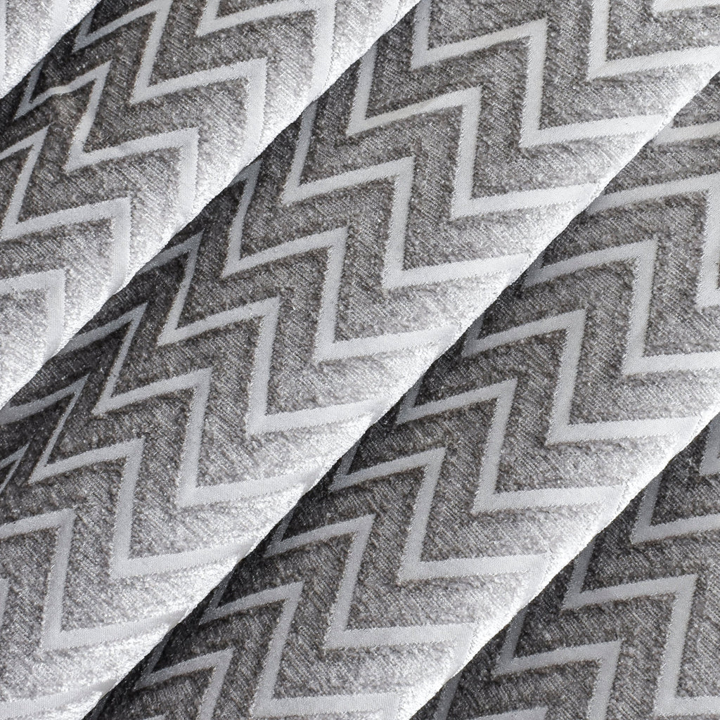Silver Chevron Jacquard Velvet Curtain Panels