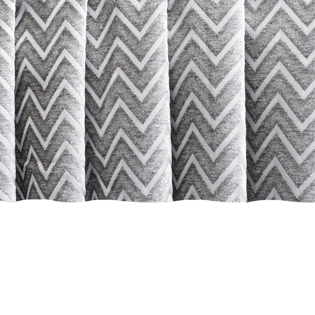 Silver Chevron Jacquard Velvet Curtain Panels