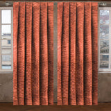 Rust Velvet With Pleats Stripe Textured Curtain Panels