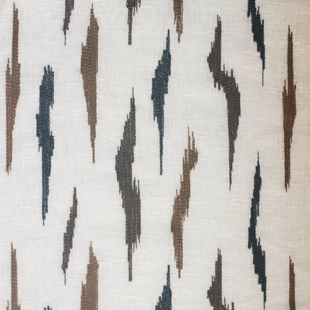 Off White Artistic Sheer Embroidery Linen Look Curtain Panel