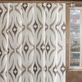 Geometric Sheer Embroidery Linen Look Curtain Panels