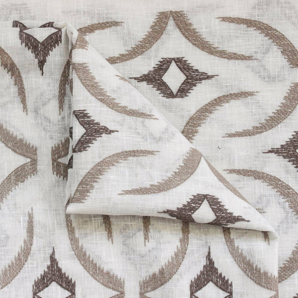 Off White, Brown Sheer Fabric By The Metre