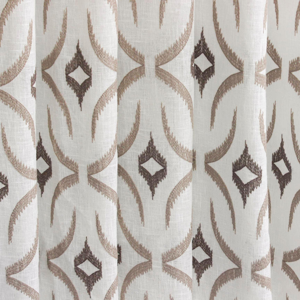 Off White, Brown Sheer Fabric By The Metre