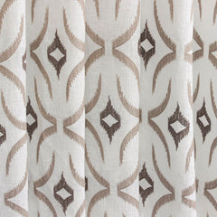Geometric Sheer Embroidery Linen Look Curtain Panels